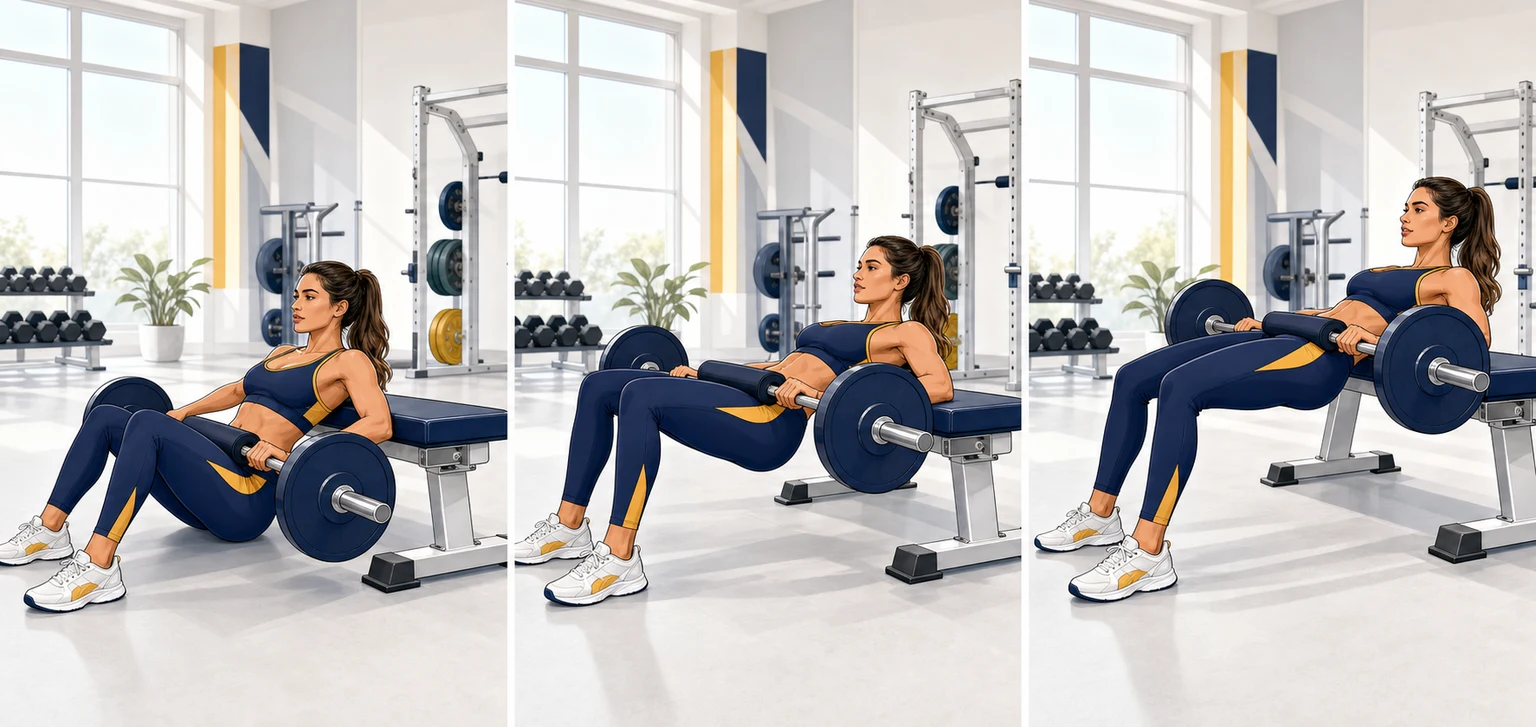 Hip thrust — trzy fazy ruchu